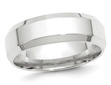Men's 10K White Gold 7mm Comfort Fit Wedding Band Ring with Bevel Edge
